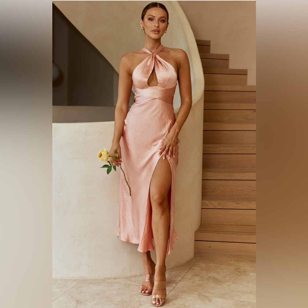 Te Amo Halterneck Open Back Midi Dress